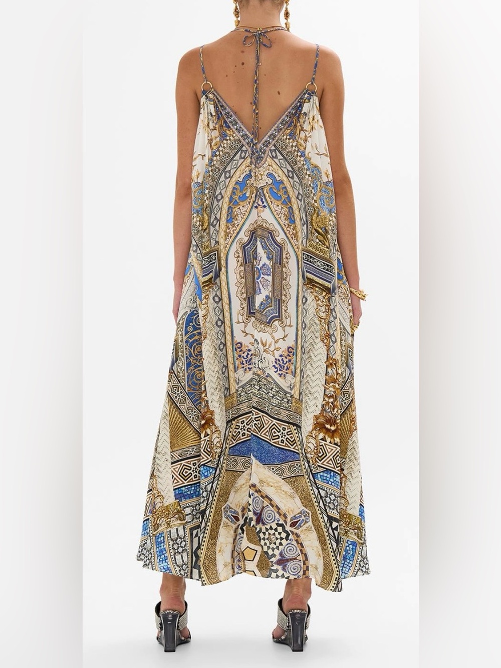 Camilla Silk Make Me Your Mosaic Ring Detail Strap Dress One Size Crystals $799 - Picture 2 of 16